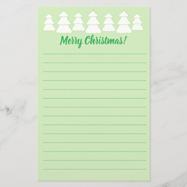 Papeterie Arbres blancs Joyeux Papier à lettres de Noël (Devant)