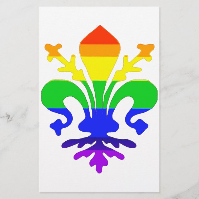 Papeterie Arc-en-ciel stylisé Fleur de Lis (Devant)