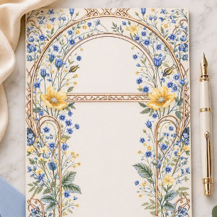 Papeterie Arc Floral Élégant Bleu et Jaune