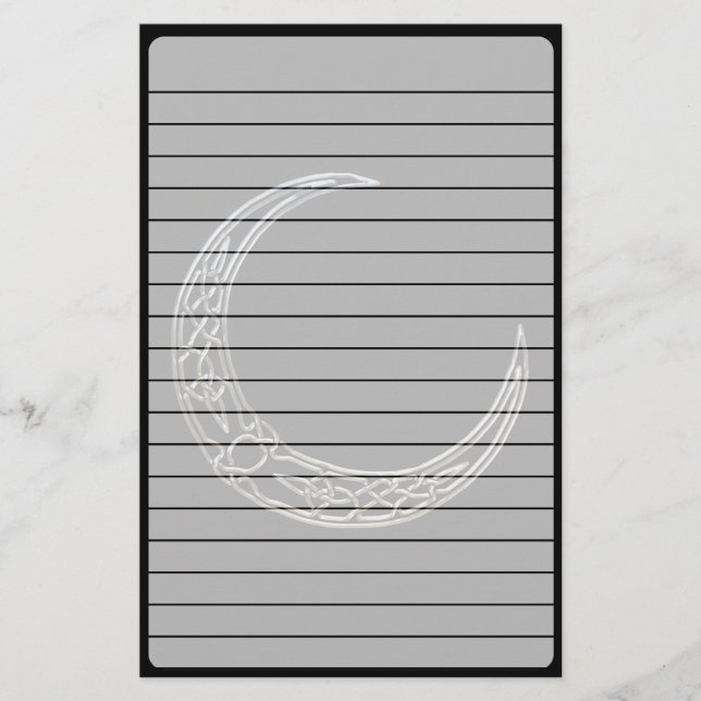 Papeterie Argent et croissant de lune de Celtic de noir (Devant)