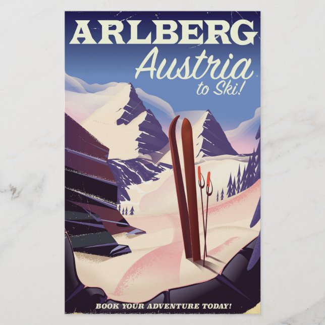 Papeterie Arlberg Autriche affiche de voyage ski (Devant)