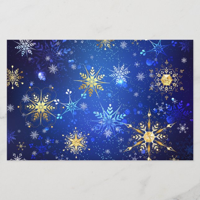Papeterie Arrière - plan Bleu XMAS avec des flocons de neige (Devant)