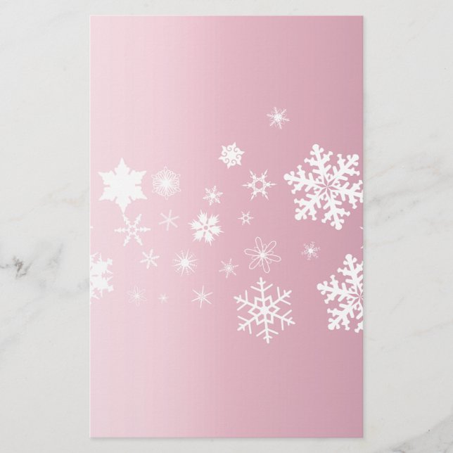 Papeterie Arrière - plan rose de flocon de neige (Devant)