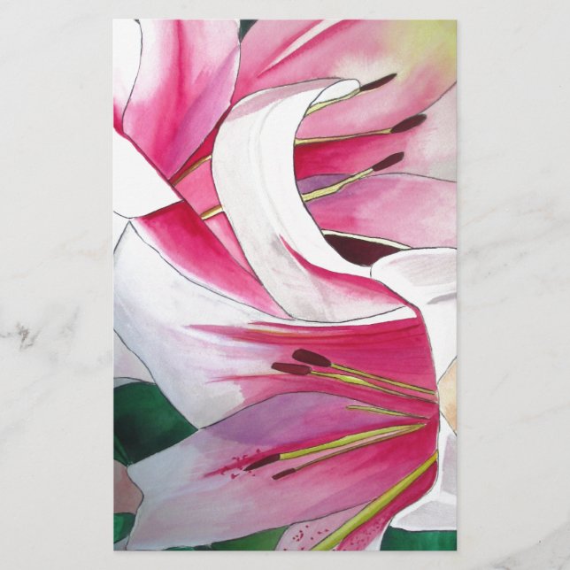 Papeterie Art de l'aquarelle de fleurs de laine blanche et r (Devant)