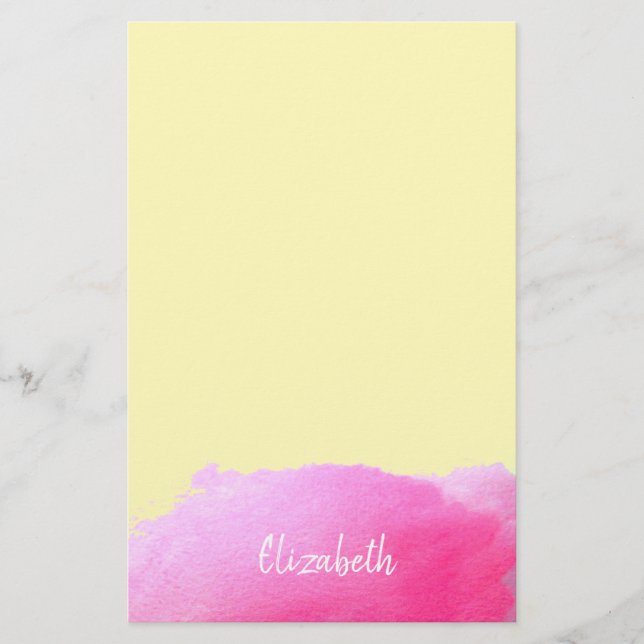 Papeterie Art moderne mignon rose fille aquarelle personnali (Devant)