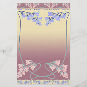 Papeterie Art nouveau, cadre floral, belle époque, victorie