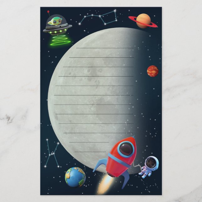 Papeterie Astronaute de la fusée spatiale de la lune OVNI Al (Devant)