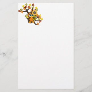 Papeterie Automne, Chouette automnale avec Fleurs de soleil