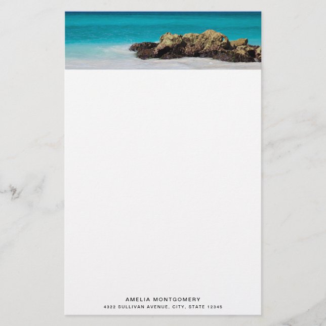 Papeterie Azure Ocean Sandy Beach Photo (Devant)