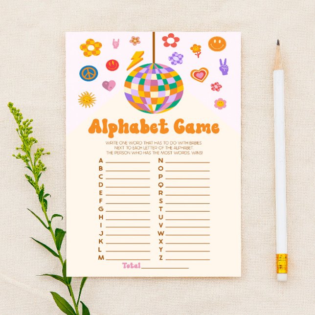 Papeterie Baby shower Alphabet Super des années 70 (Créateur téléchargé)
