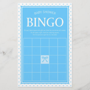 Papeterie Baby shower bleu Pois de Bingo et ruban
