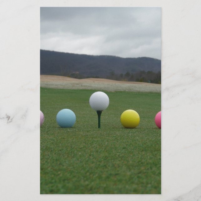 Papeterie Ballons de golf aux couleurs vives sur une montagn (Devant)