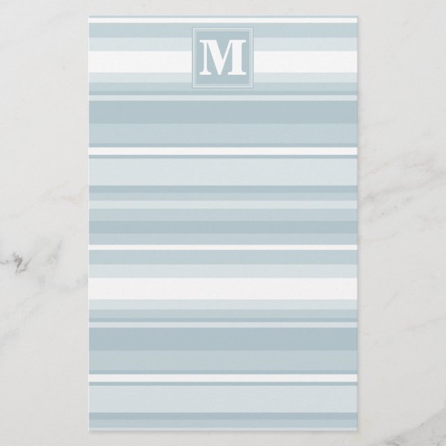 Papeterie Bandes bleu glace monogramme (Devant)
