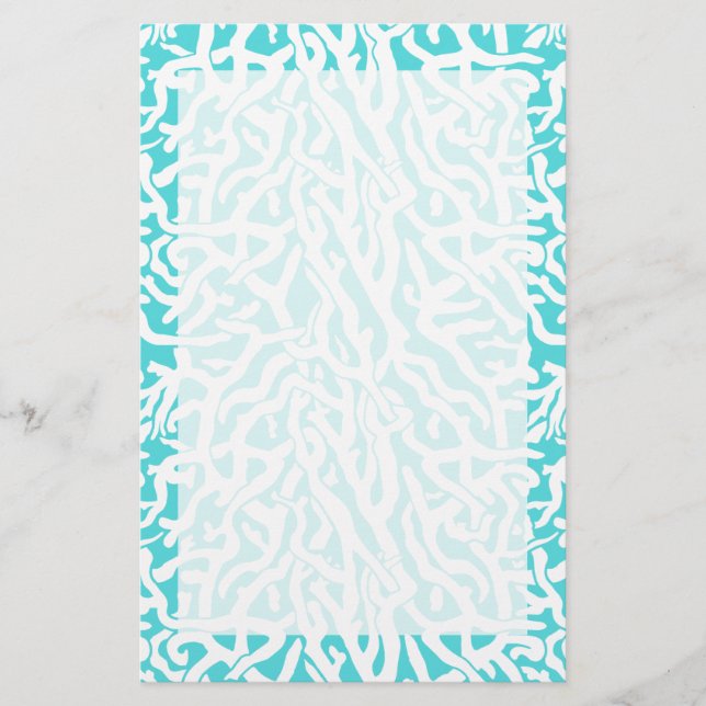 Papeterie Beach Coral Reef Motif Bleu blanc nautique (Devant)