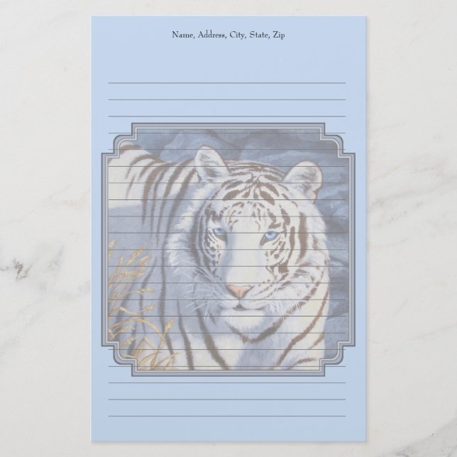 Papeterie Beau tigre blanc aux yeux bleu cristal (Devant)