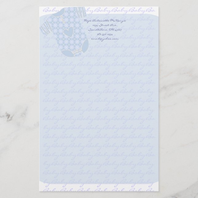 Papeterie Bébé Coeur Jacquard de bétail Onsie Bébé Bleu (Devant)