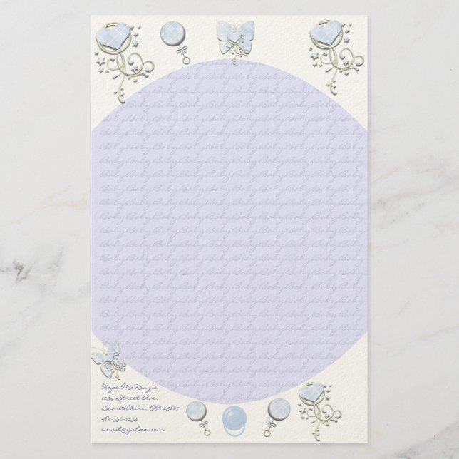 Papeterie Bébé Coeur Rattle Lavender (Devant)