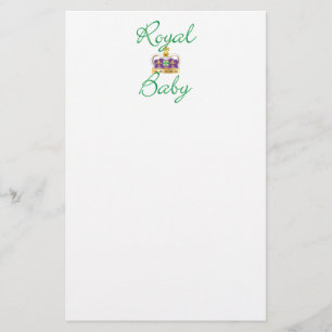 Papeterie Bébé royal avec pourpre et couronne or