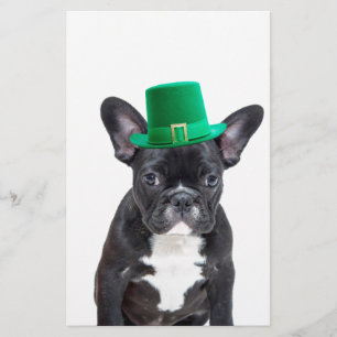Papeterie Belle Chien de taureau français avec la Saint-Patr