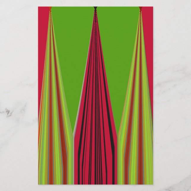 Papeterie Belle conception d'art fractal jaune rouge (Devant)