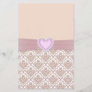 Papeterie Belle élégante perles blanches effet coeur