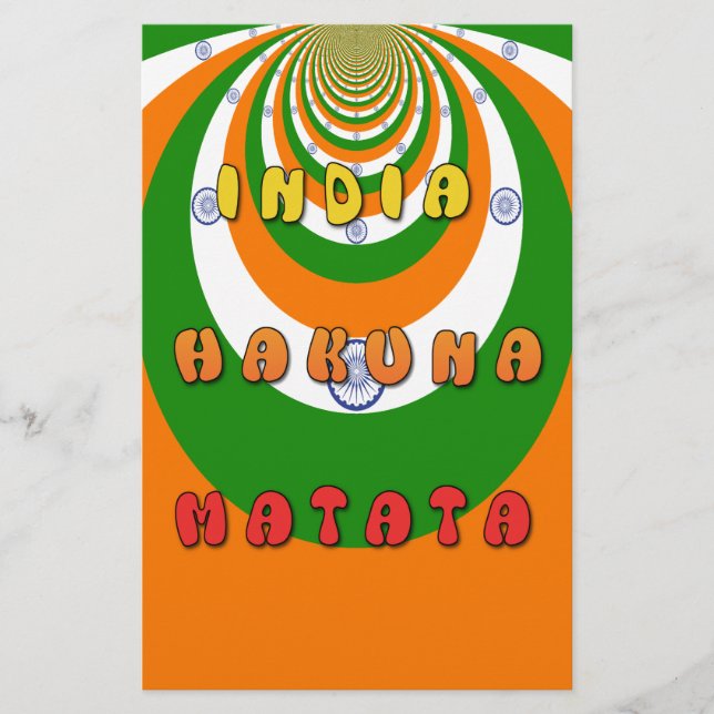 Papeterie Belle Inde couleurs drapeau national Hakuna Matata (Devant)