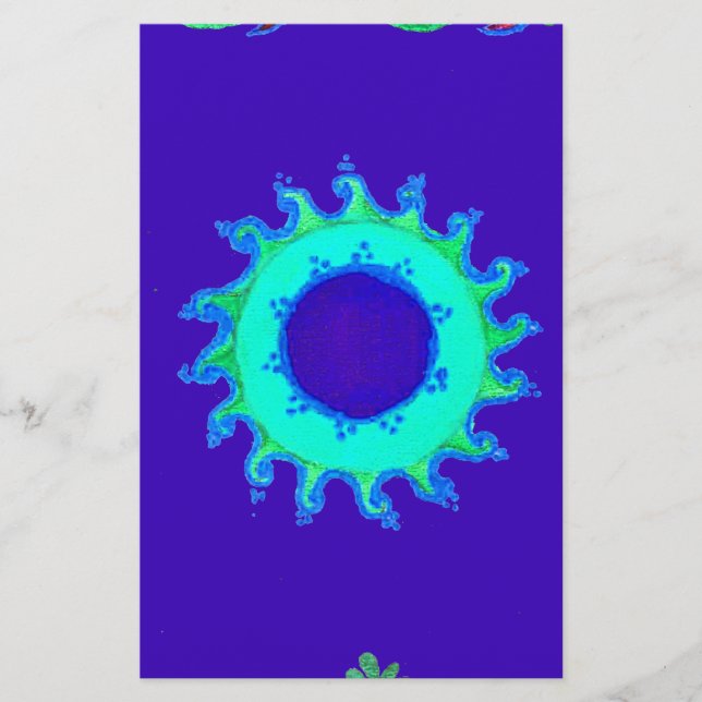 Papeterie Belle Iridescente Blue Floral Art peinture à l'hui (Devant)