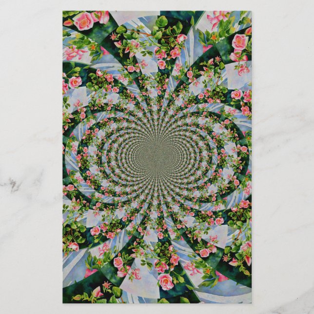 Papeterie Belle roses roses rouges rétro aquarelle fleurie (Devant)