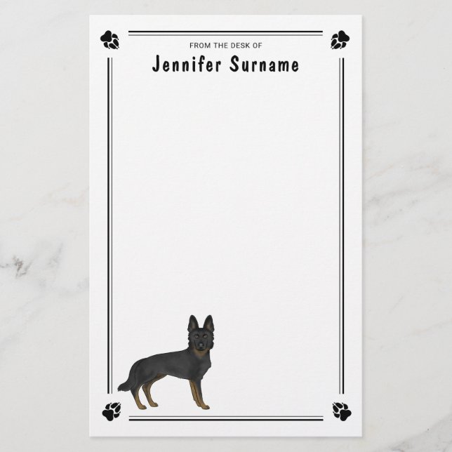 Papeterie Berger Allemand Bi-Noir GSD Chien Avec Texte Perso (Devant)