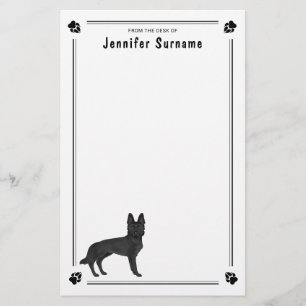 Papeterie Berger Allemand Noir Chien GSD Avec Texte Personna