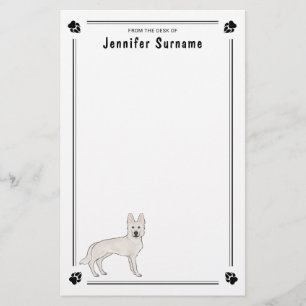 Papeterie Berger Suisse blanc GSD mignon chien avec texte