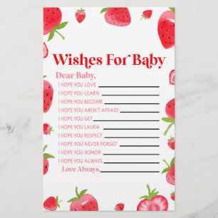 Papeterie Berry fraise souhaite une activité Baby shower