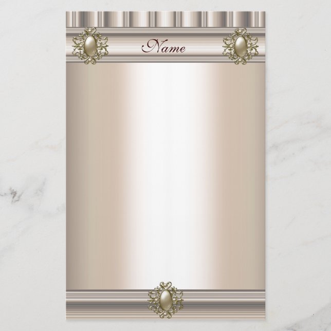 Papeterie Bijou en perle beige soie (Devant)
