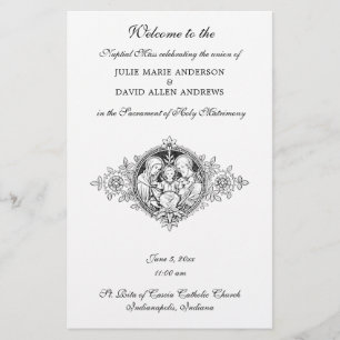 Papeterie Black & White Elegant Catholic Wedding Program