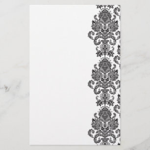 Papeterie blanche noire de damassé