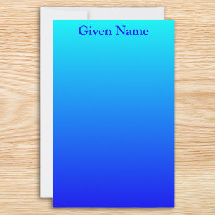 Papeterie Bleu Aqua Clair Personnalisé Ombré