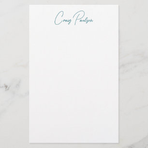 Papeterie Bleu Blanc Votre Nom Calligraphie Unique Minimalis