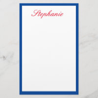 Bleu Bordures rouges Monogrammes Modèles Blanc