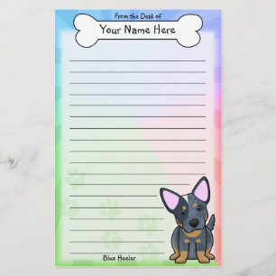 Papeterie bleue de Kawaii Heeler