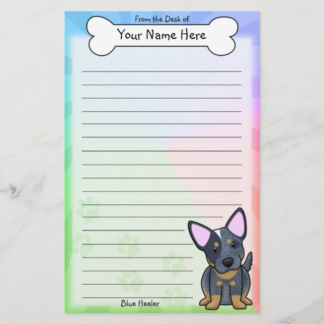 Papeterie bleue de Kawaii Heeler (Devant)