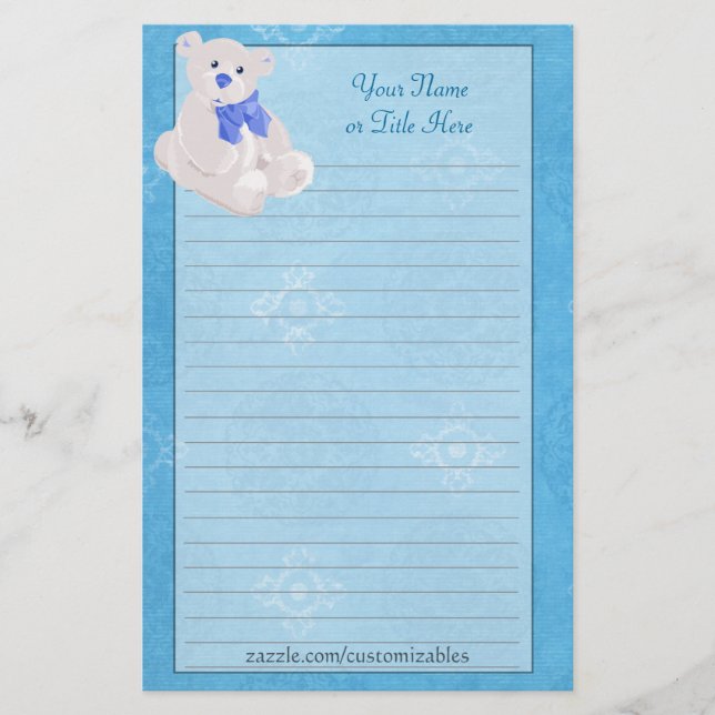 Papeterie bleue d'ours de nounours (Devant)