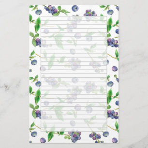 Papeterie Bleuets sauvages Aquarelle Fruit Gris Liné