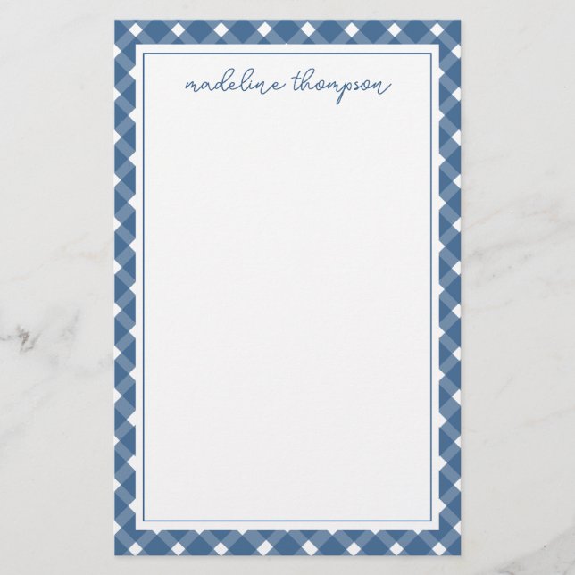 Papeterie Bloc-notes de base En vichy bleu marine (Devant)