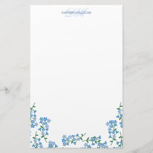 Papeterie Blue Forget Me Nots - Ajouter un nom Monogramme