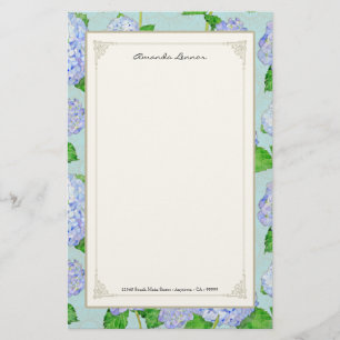 Papeterie Blue Hydrangea dentelle Floral Formal Élégant Mari