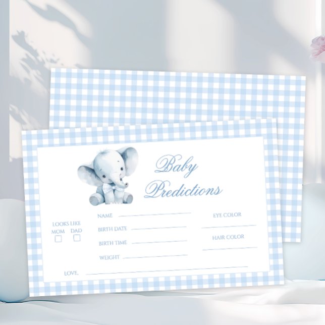 Papeterie Blue Little Elephant Peanut Bow Baby Predictions (Créateur téléchargé)