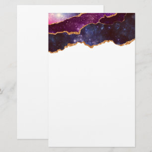 Papeterie Blue & Purple Space & Stars Agate moderne