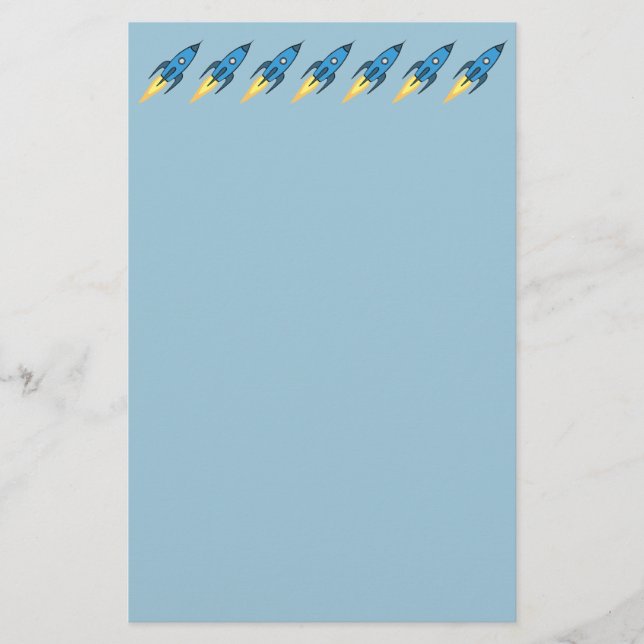 Papeterie Blue Rocket Ship Outer Space Boy Kids mignonne Mod (Devant)