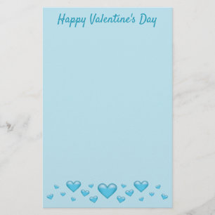 Papeterie Blue Valentine's Day Hearts & Custom Text