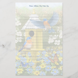 Papeterie Bluebirds et Tall Yellow Birhouse